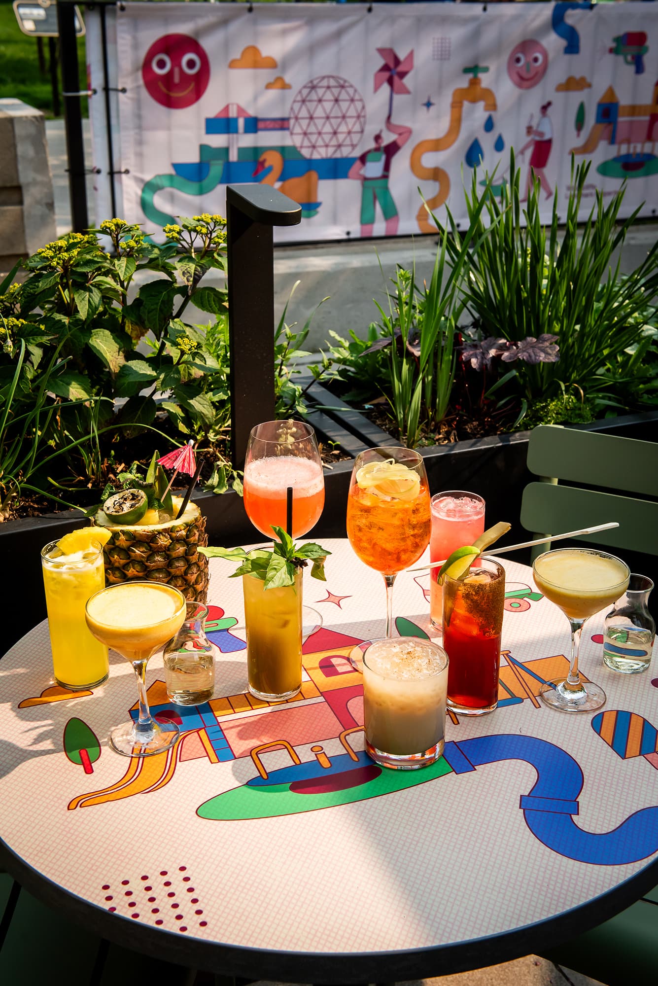 drinks on a patio table
