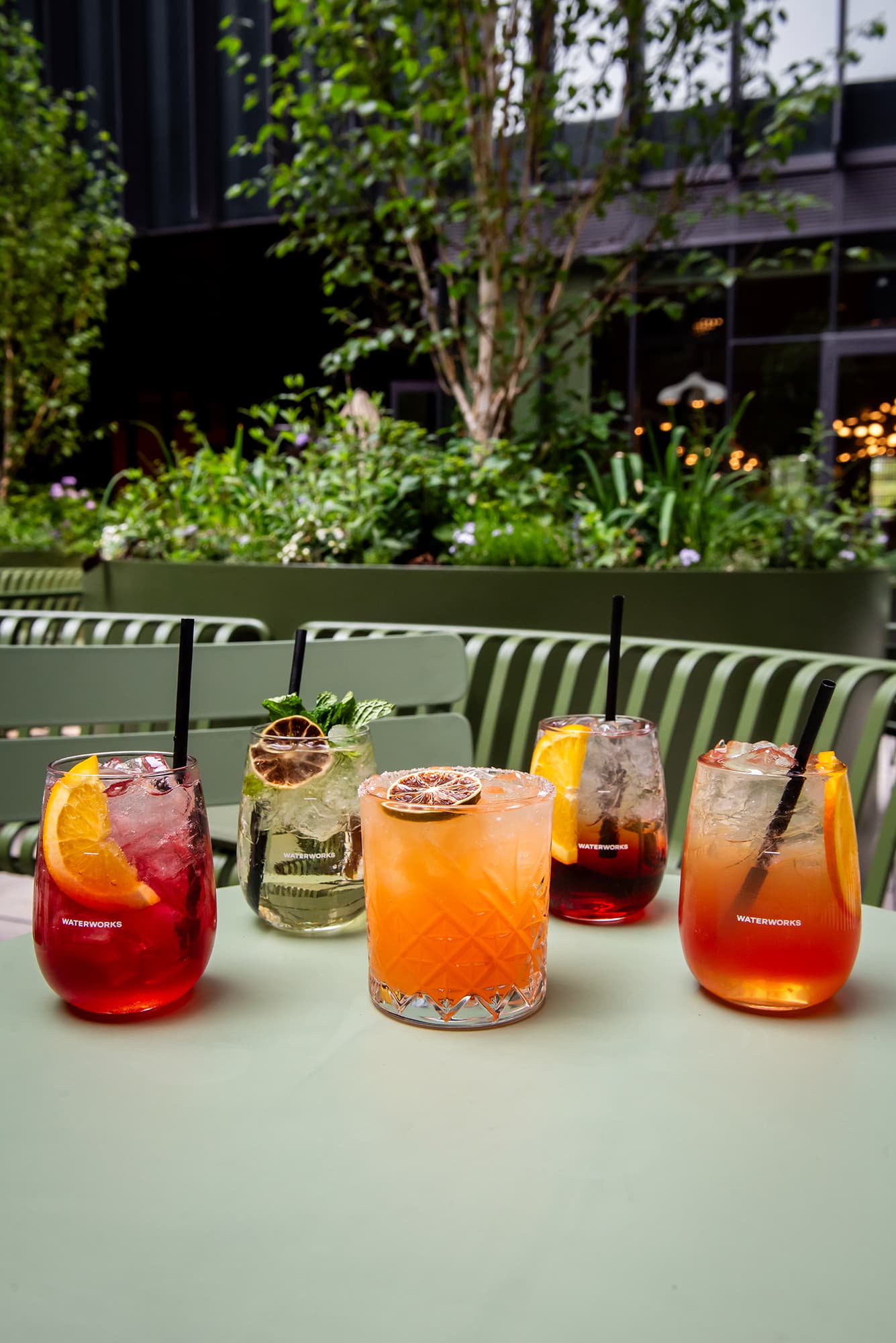 drinks on a patio